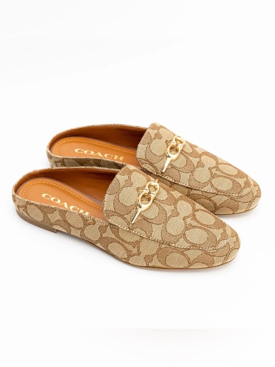 Coach Shoes - Coach Sienna Cig Slide Mules Shoes in Khaki Saddle C Logo Sz 8 B C5771 Summer